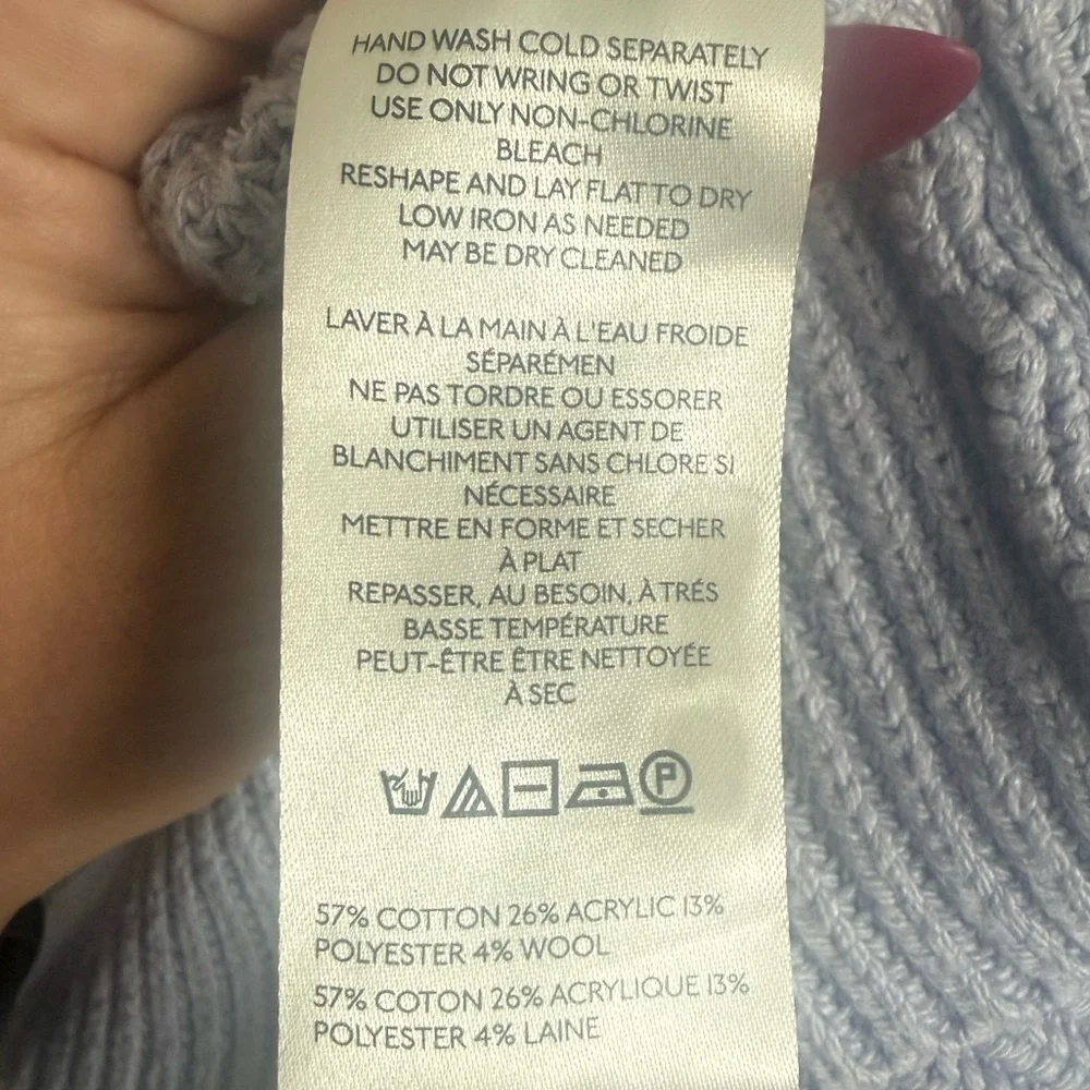 Anthropologie Gray Blue Cable-Knit Long Sleeve Fit-and-Flare Dress - Picture 4 of 6